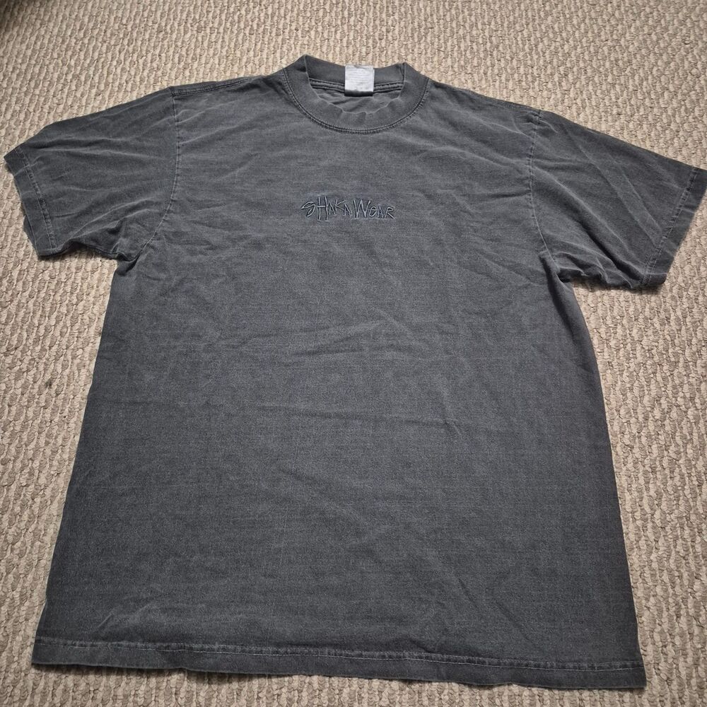 Shaka Wear Embroidered Logo Charcoal Heavyweight T-Shirt - Size Large